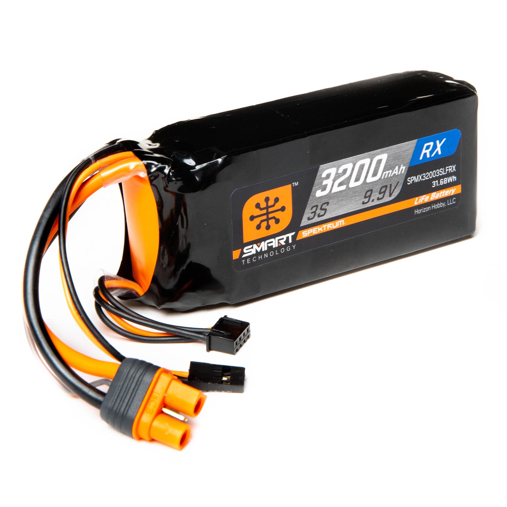 3200mAh 9.9V 15C 3S Smart LiFe ECU Battery Pack with Universal Receiver and IC3 Plugs (SPMX32003SLFRX)_1