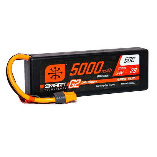 5000mAh 7.4V 50C 2S Smart G2 Hardcase LiPo Battery Pack with IC3 Plug (SPMX52S50H3)