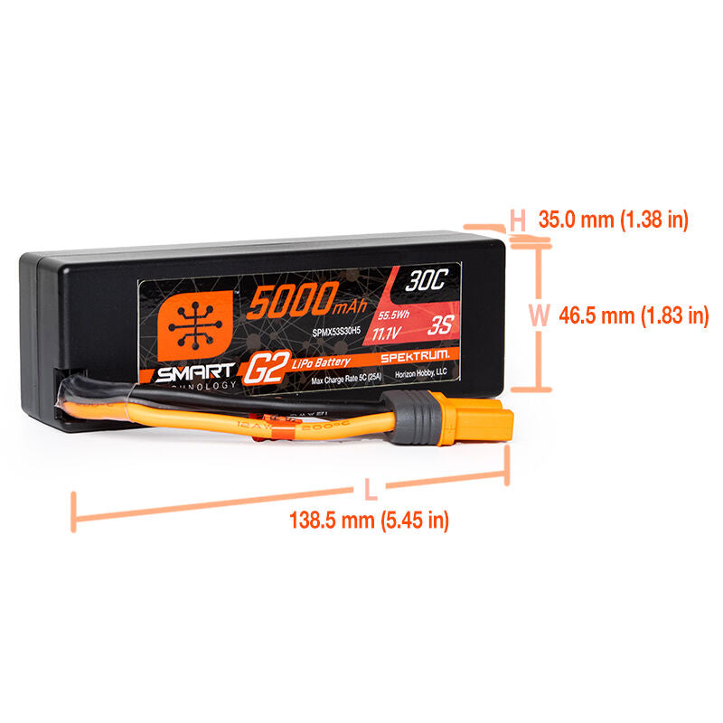 Spektrum Smart G2 11.1V 5000mAh 3S 30C Hardcase LiPo Battery (SPMX53S30H5)_2