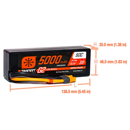 5000mAh 11.1V 50C 3S Smart G2 Hardcase LiPo Battery Pack with IC3 Plug (SPMX53S50H3)