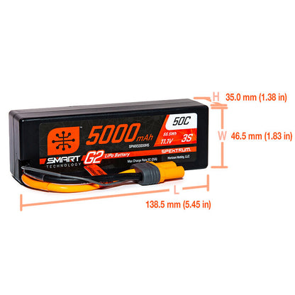 5000mAh 11.1V  50C 3S Smart G2 LiPo Battery Pack with IC5 Plug (SPMX53S50H5)_2