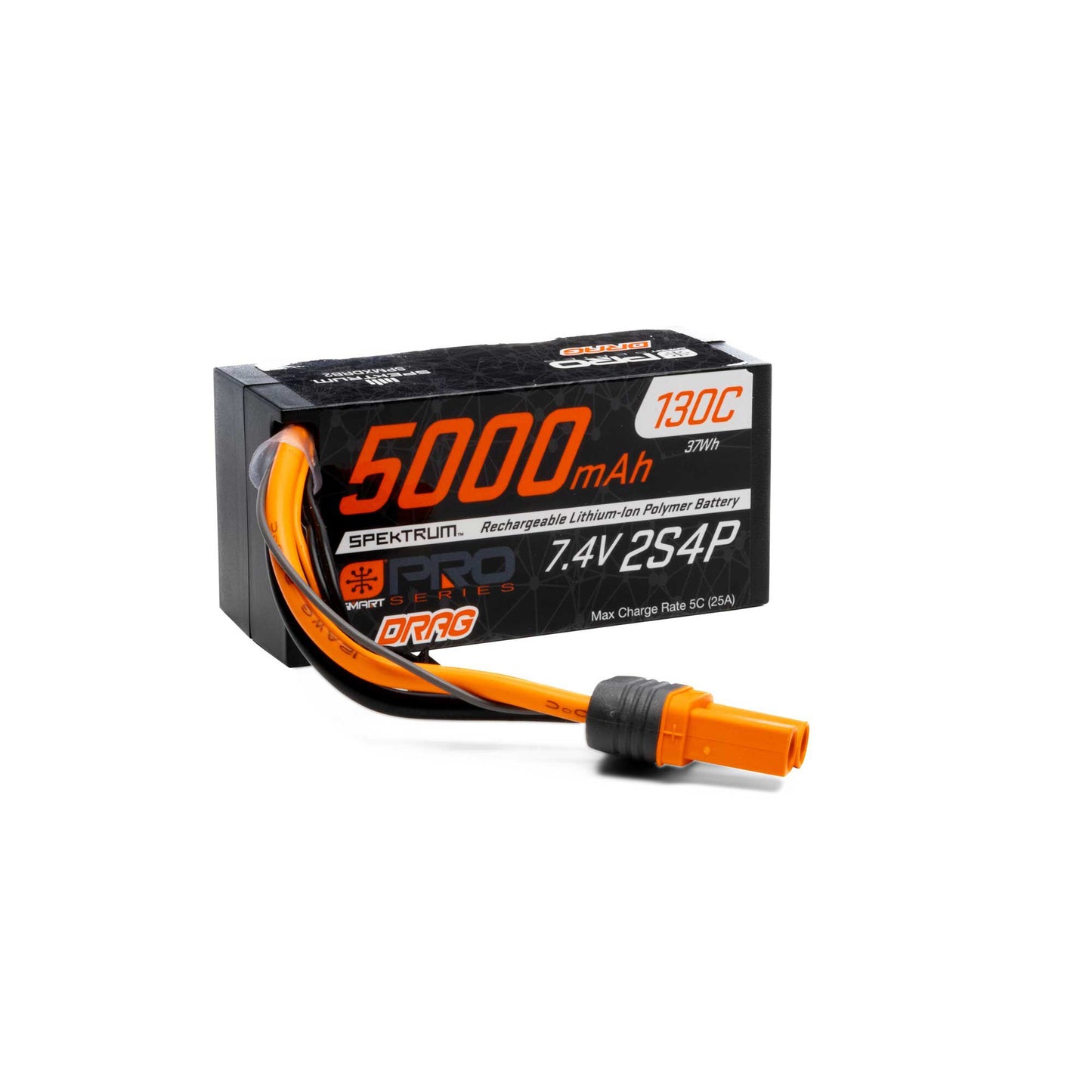 7.4V 5000mAh 2S 130C Smart No Prep Drag LiPo Battery with IC5 Connector (SPMXDRB2)_1