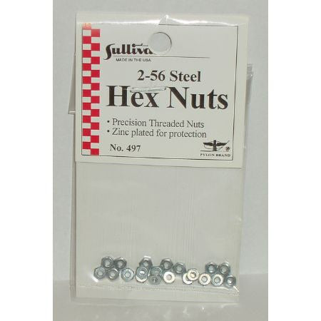 2-56 Thread Steel Hex Nuts Pack of 20 (SUL497)