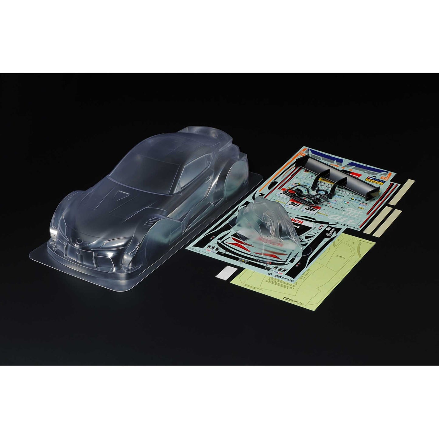 1/10 RC au TOM's GR Supra Clear Body Parts Set for RC Cars (TAM51678)