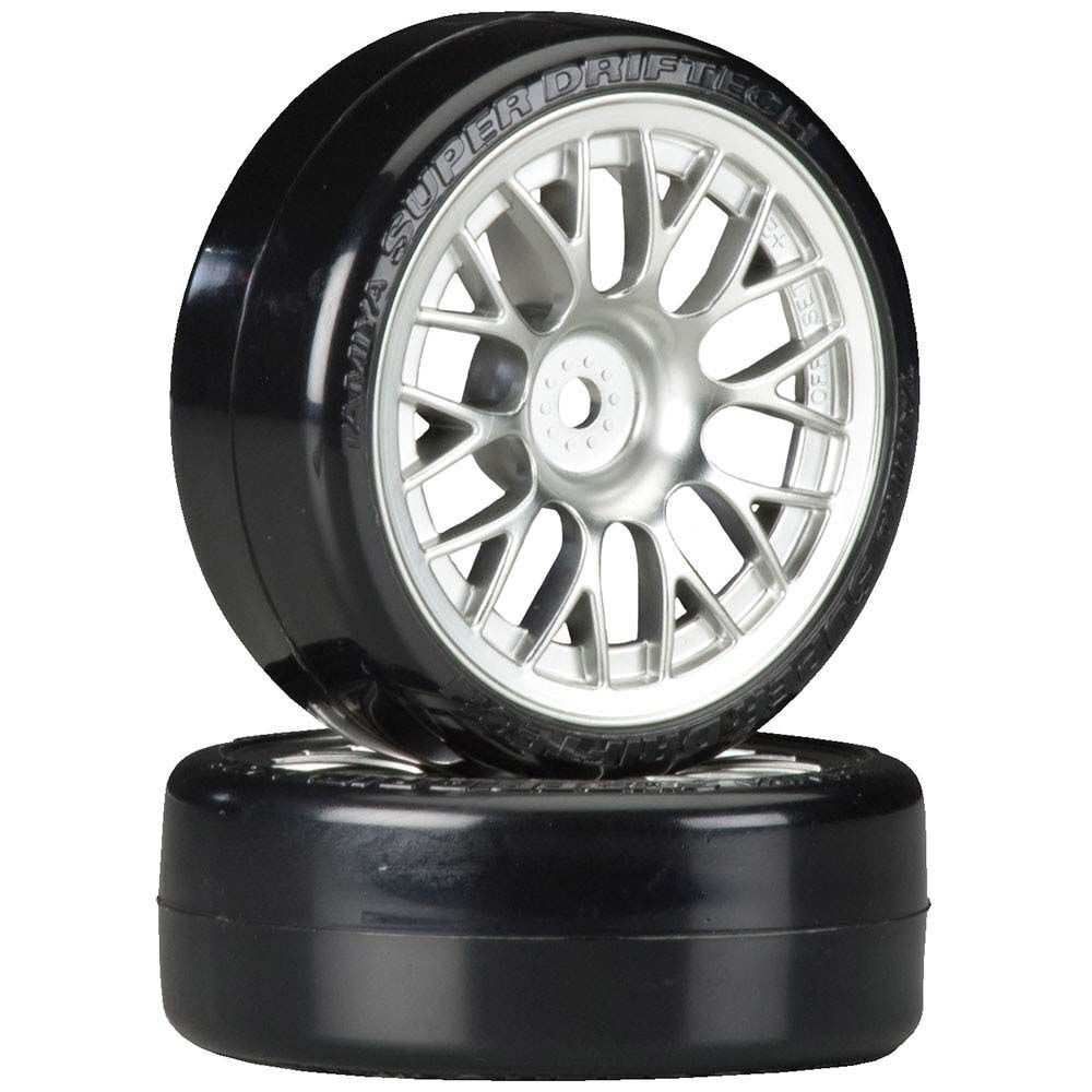Metal Plated Mesh Wheels with Mounted Super Drift Tech Tires 24mm (TAM54021)