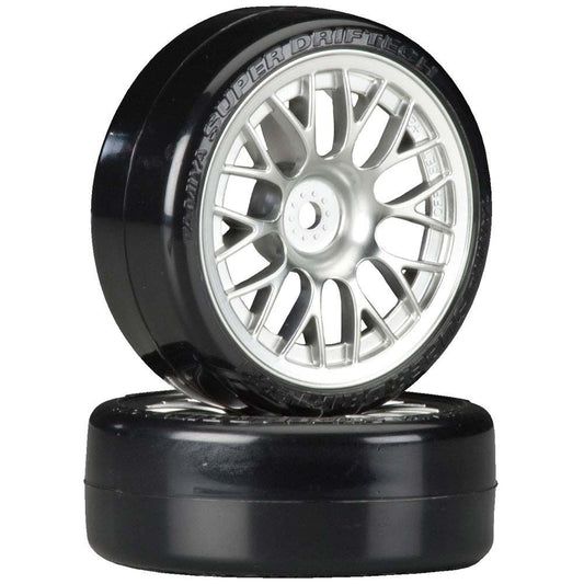 Metal Plated Mesh Wheels with Mounted Super Drift Tech Tires 24mm (TAM54021)