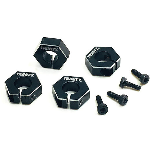 Clamping Aluminum Wheel Hexes for Tekno EB410 (Black, 4 Pack) (TEP3095)