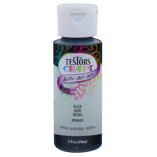 Testors Acrylic Craft Paint Matte Black 2oz (TES292421A)