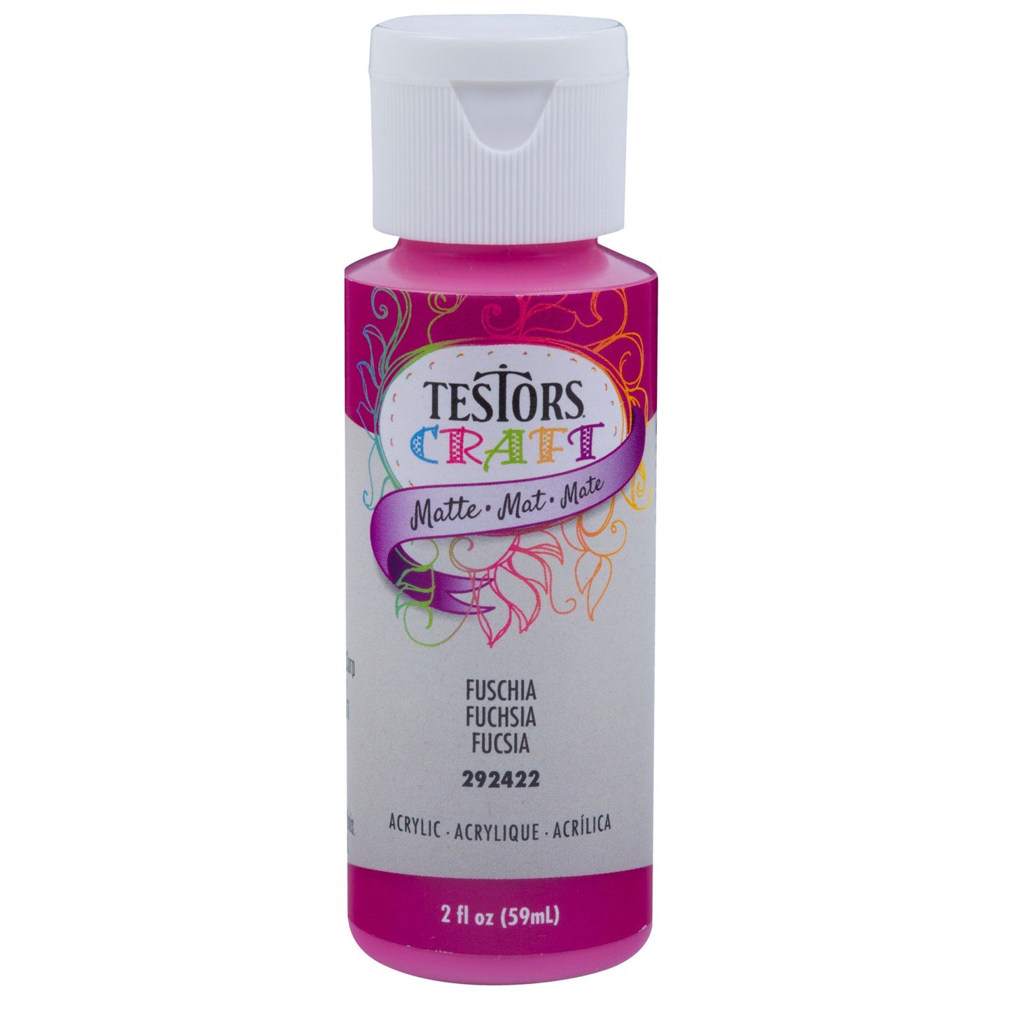 Testors 2oz Acrylic Craft Paint Satin Fuschia (TES292422A)