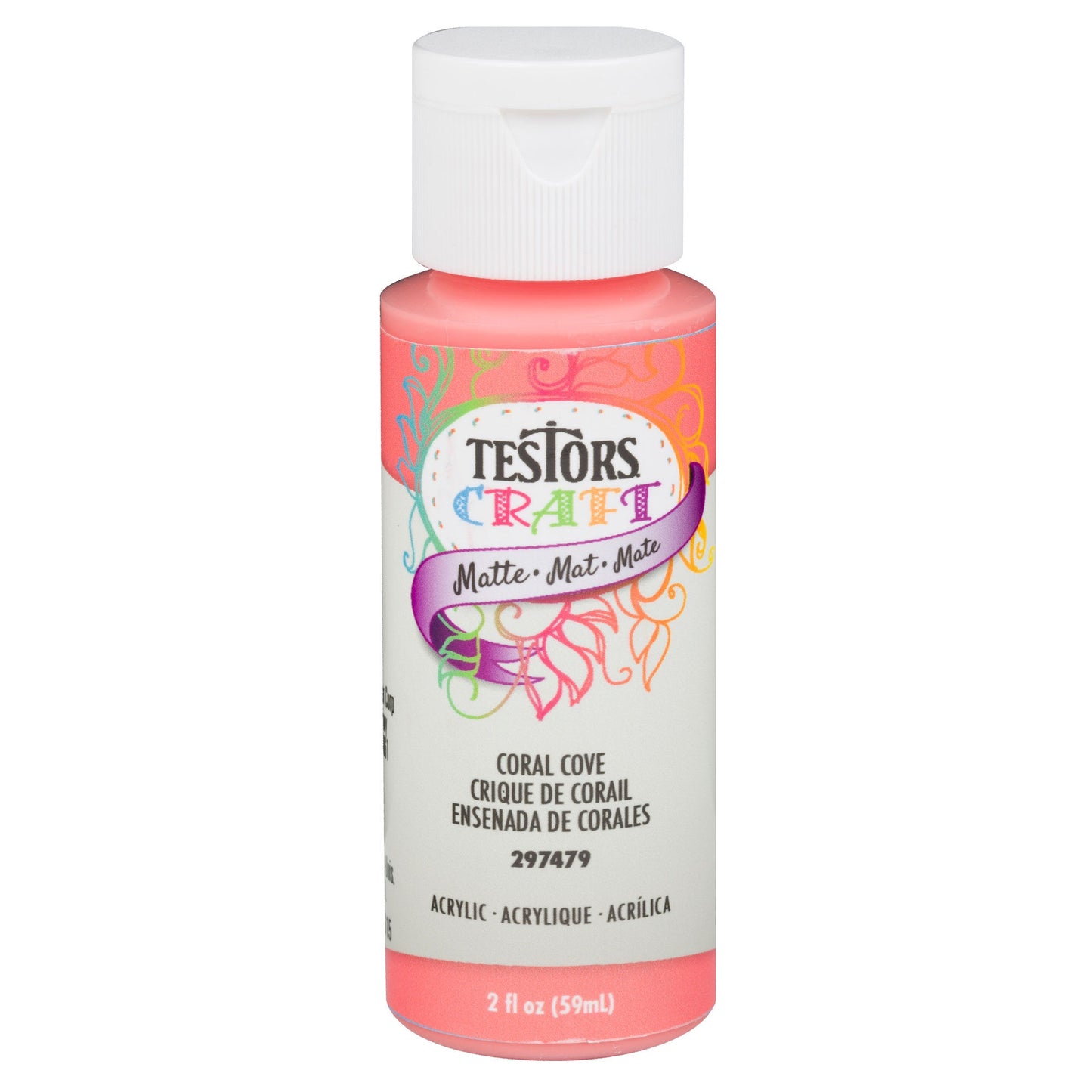 Testors 2oz Acrylic Craft Paint Satin Coral Cove (TES297479)