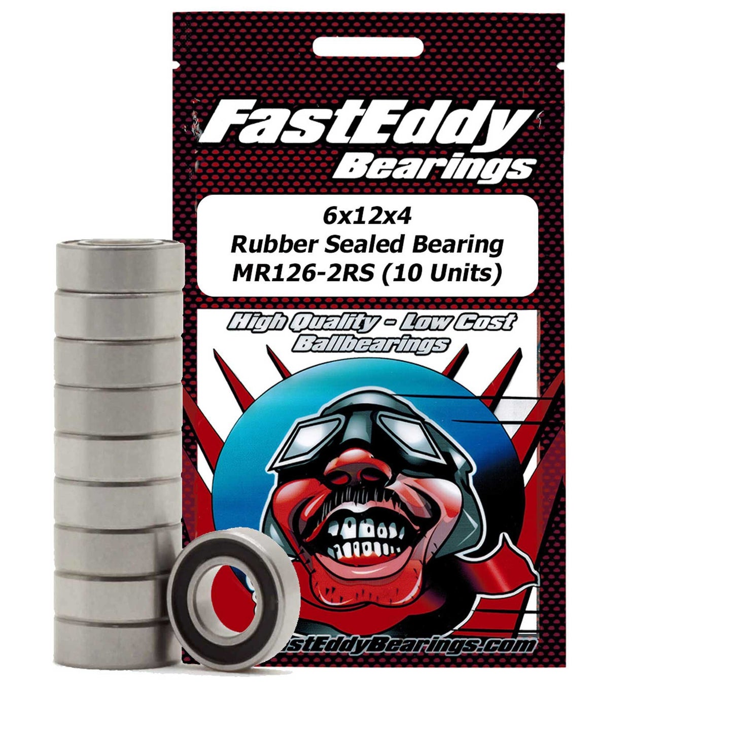 6x12x4 Rubber Sealed Bearing MR126-2RS 10-Pack (TFE272)