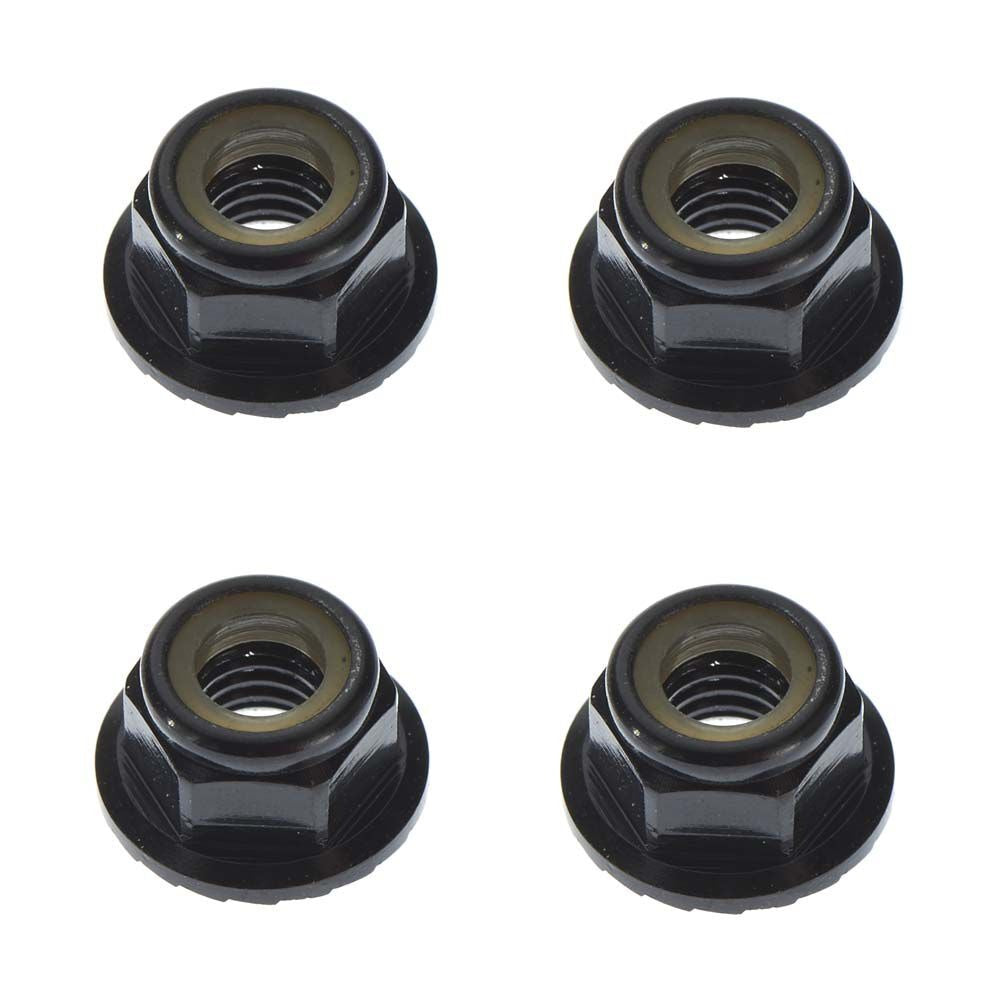 M5 Aluminum Flanged Serrated Locknuts Black Pack of 4 (TKR1215)