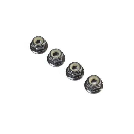 Black Aluminum Flanged Locknut M4 x 0.7mm x 7mm (4) (TLR236009)