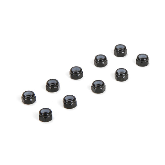 M3 Aluminum Lock Nuts Black Pack of 10 (TLR336004)