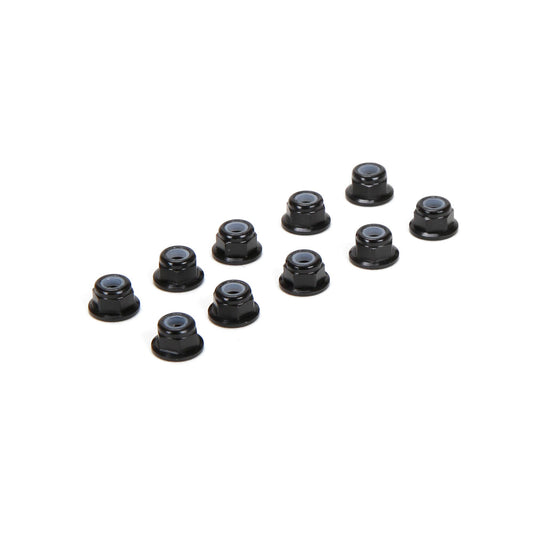 M3 Flanged Aluminum Lock Nuts Black (10 Pack) (TLR336005)