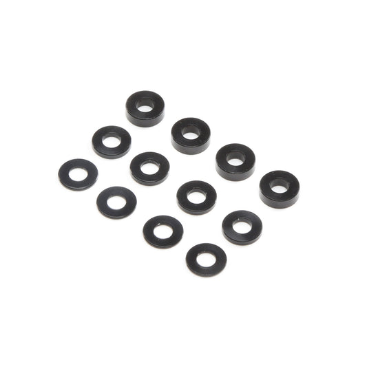M3 Caster Block Aluminum Washer Set Black (4 ea) (TLR336007)
