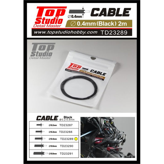 Black Cable 0.4mm for Plastic Model Detailing (TPSTD23289)