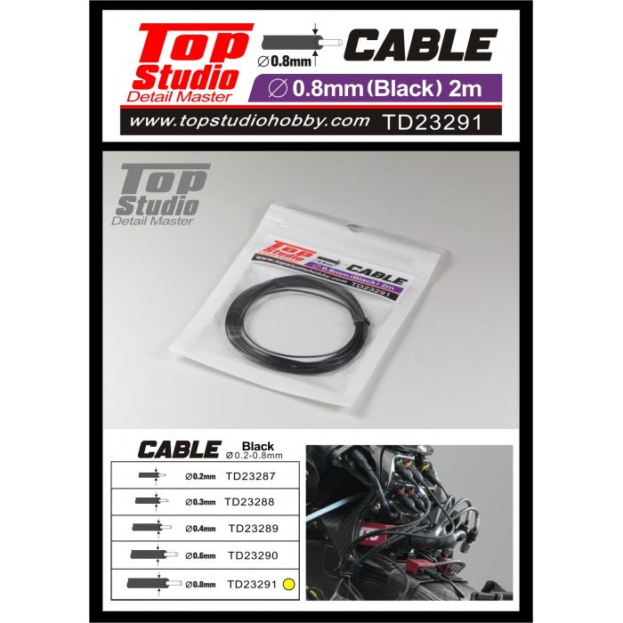 Black Cable 0.8mm for Plastic Model Detailing (TPSTD23291)