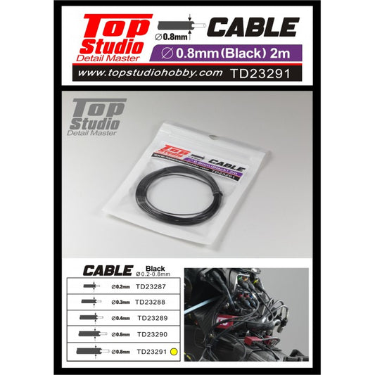 Black Cable 0.8mm for Plastic Model Detailing (TPSTD23291)