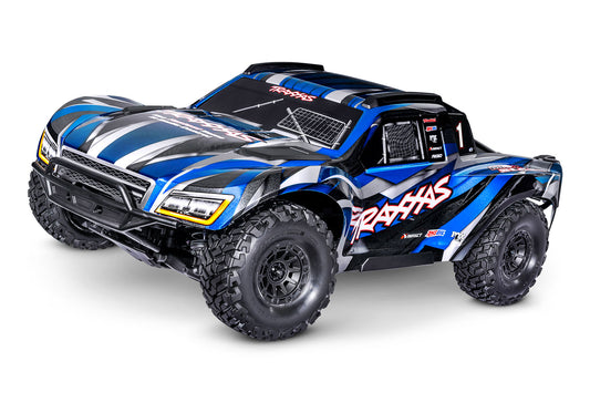A studio shot of the 1/8 Maxx Slash 6S Ready to Run (Blue) (TRA102076-4-BLUE).