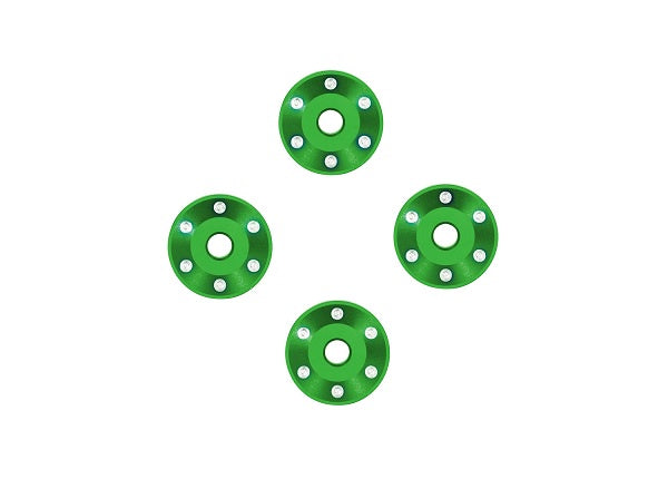Aluminum Wheel Washers Green for Pro Scale Aluminum Wheel System Maxx Slash (4) (TRA10257-GRN)