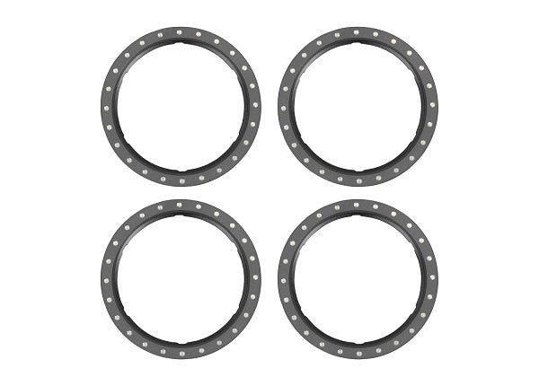 Aluminum Beadlock Rings Gray for Pro Scale Aluminum Wheel System Maxx Slash/UDR (4) (TRA10276-GRAY)