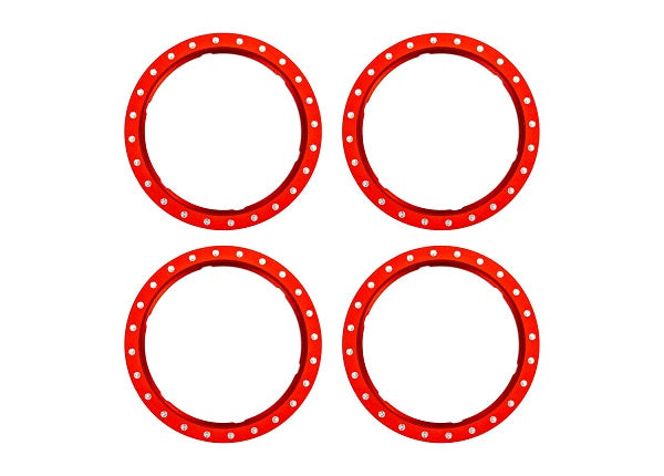 Aluminum Beadlock Rings Red for Pro Scale Aluminum Wheel System Maxx Slash/UDR (4) (TRA10276-RED)
