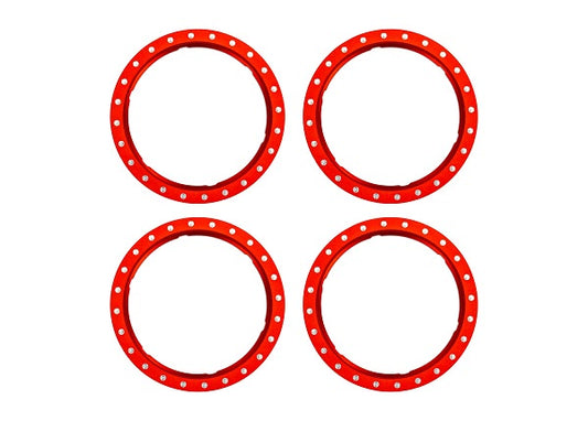 Aluminum Beadlock Rings Red for Pro Scale Aluminum Wheel System Maxx Slash/UDR (4) (TRA10276-RED)