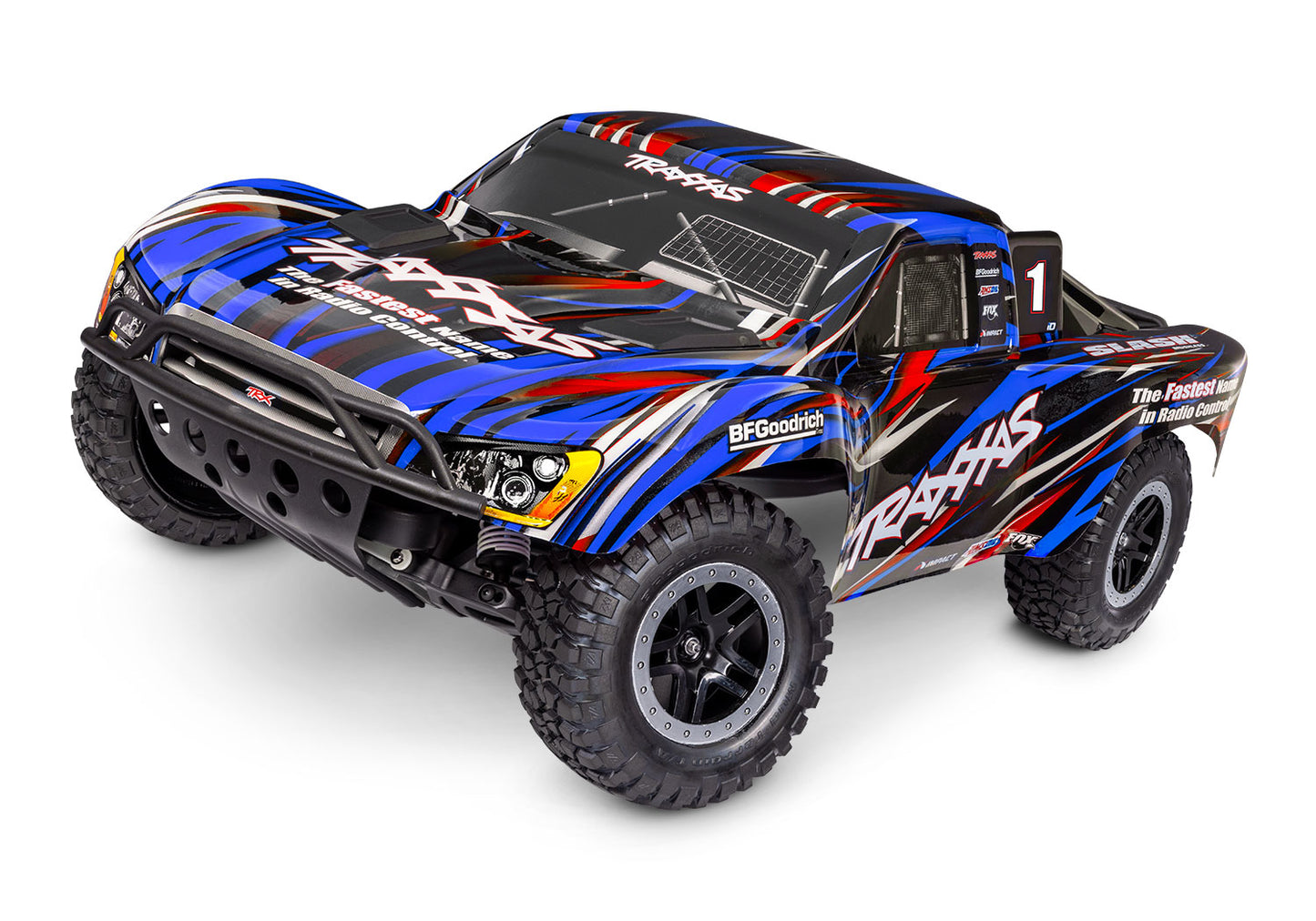 A studio shot of the 1/10 Slash 2WD BL-2S HD Ready to Run (Blue) (TRA58334-4-BLUE).