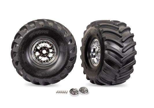 Terra Groove Premounted Tires with Chrome X-Monster Wheels (2) (TRA7696)