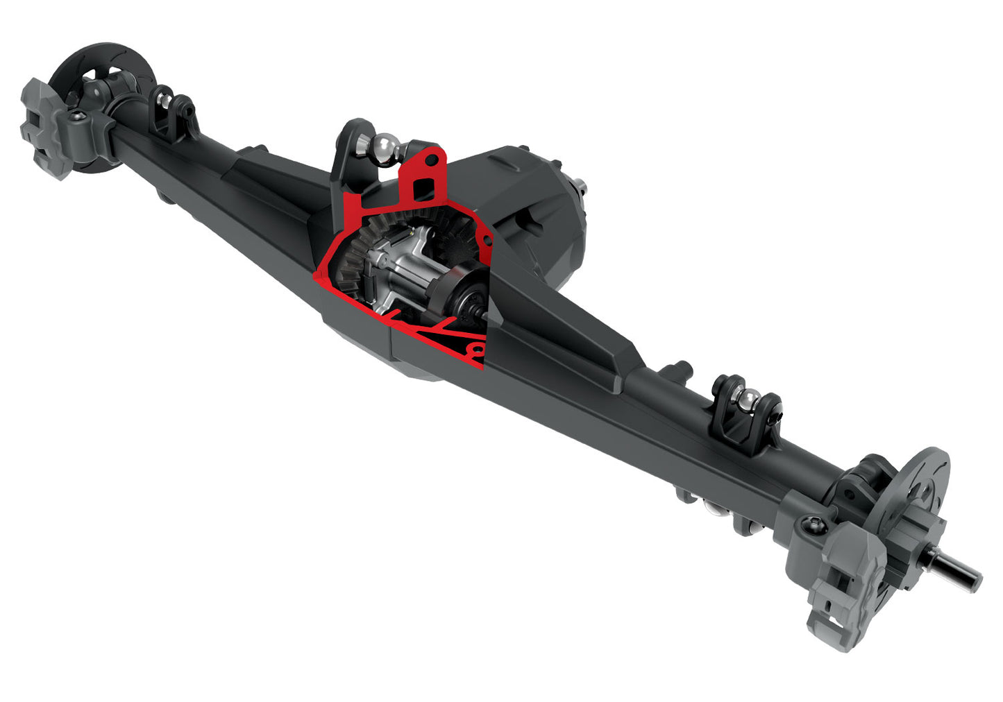 A detail shot of the 1/7 Unlimited Desert Racer Ready to Run (Fox) (TRA85086-4-FOX).