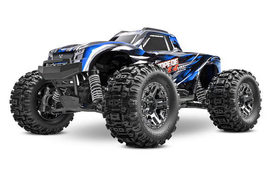 A studio shot of the 1/10 Stampede 4x4 VXL with 540XL Motor Ready to Run (Blue) (TRA90376-4-BLUE).