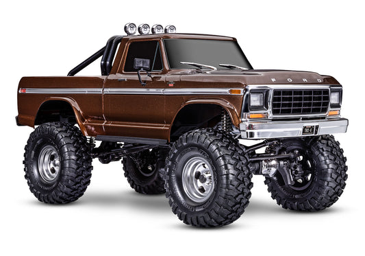 A studio shot of the 1/10 TRX-4 Ford F-150 High Trail Edition Ready to Run (Brown) (TRA92046-4-BRWN).