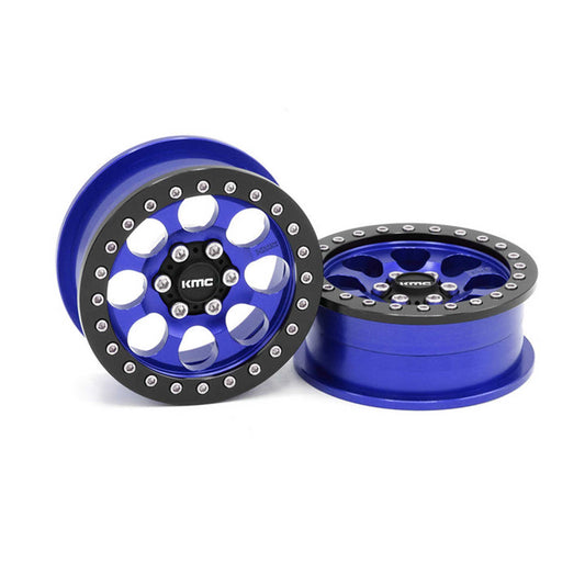 1/10 KMC KM237 Riot Beadlock Front/Rear 2.2 Rock Crawler Wheels (Blue) (VPS08064)