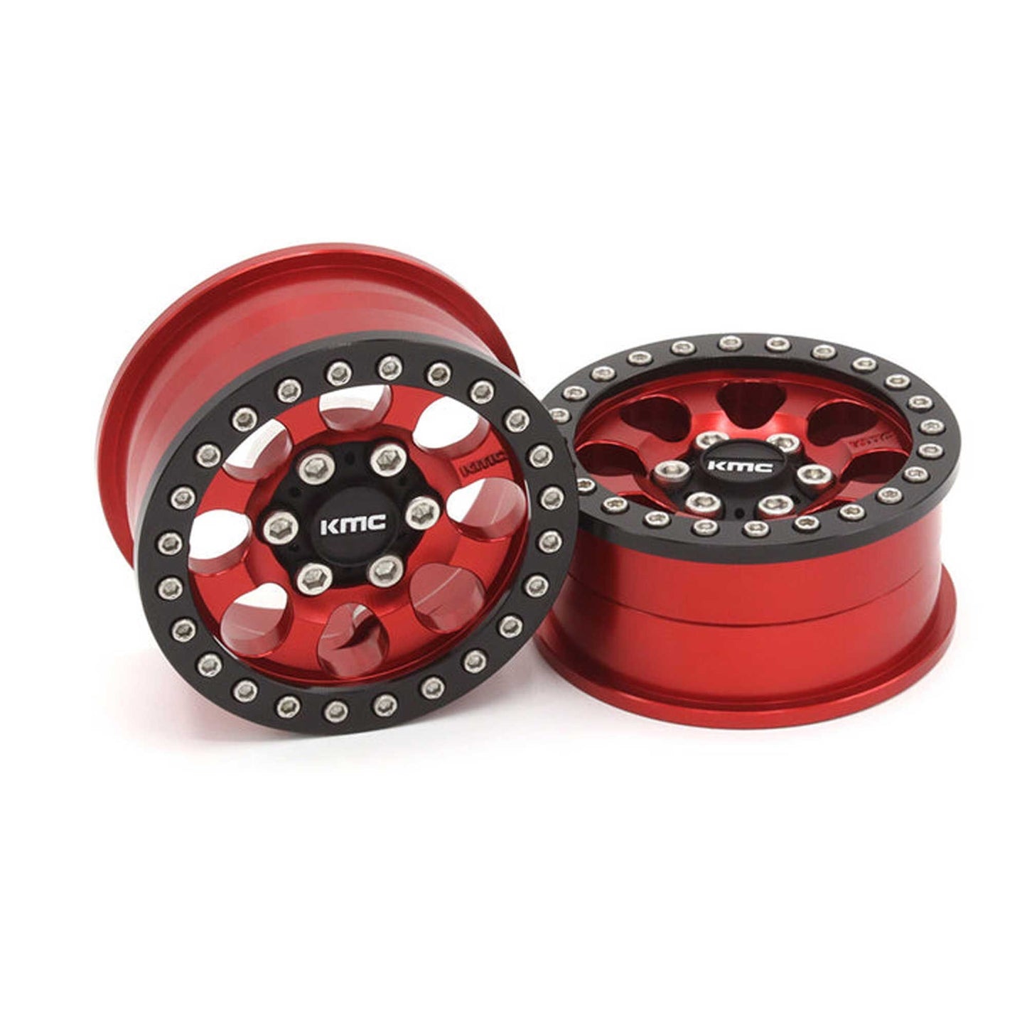 1/10 KMC KM237 Riot Beadlock Front/Rear 1.9 Rock Crawler Wheels (Red) (VPS08133)