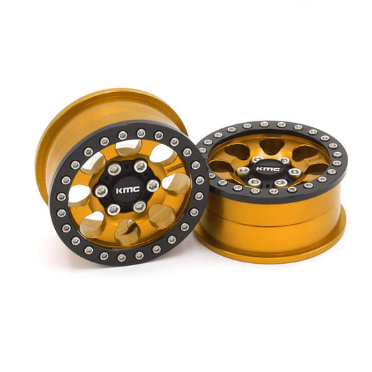 1/10 KMC KM237 Riot Beadlock Front/Rear 1.9 Rock Crawler Wheels (Gold) (VPS08137)