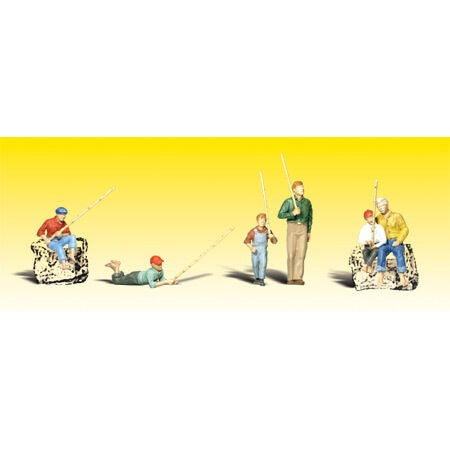 O Gone Fishing Set with Six Characters and Five Cane Poles (WOOA2751)