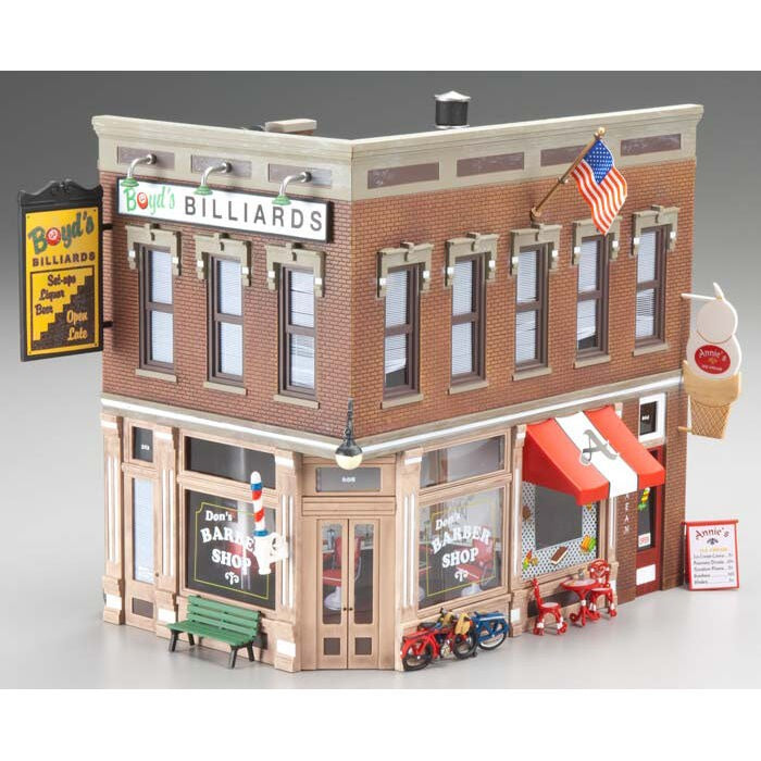 O Built-Up Corner Emporium Model with LED Lighting (WOOBR5844)