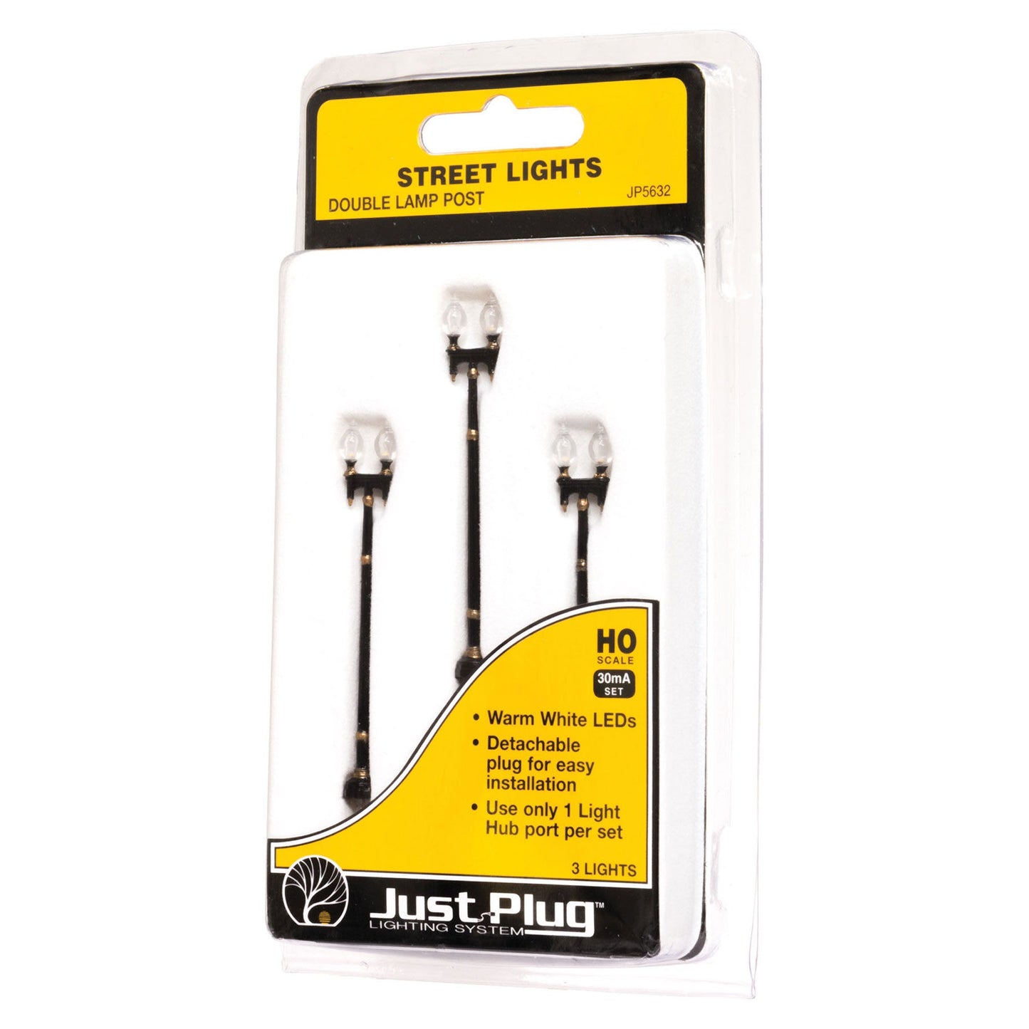 HO Street Lights Double Lamp Post - Set of Three (WOOJP5632)