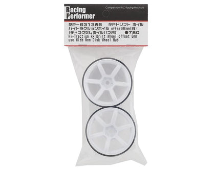 Racing Performer High Traction White Wheels with 6mm Offset and 12mm Hex for RWD Drift (2) (YOKRP-6313W6A)