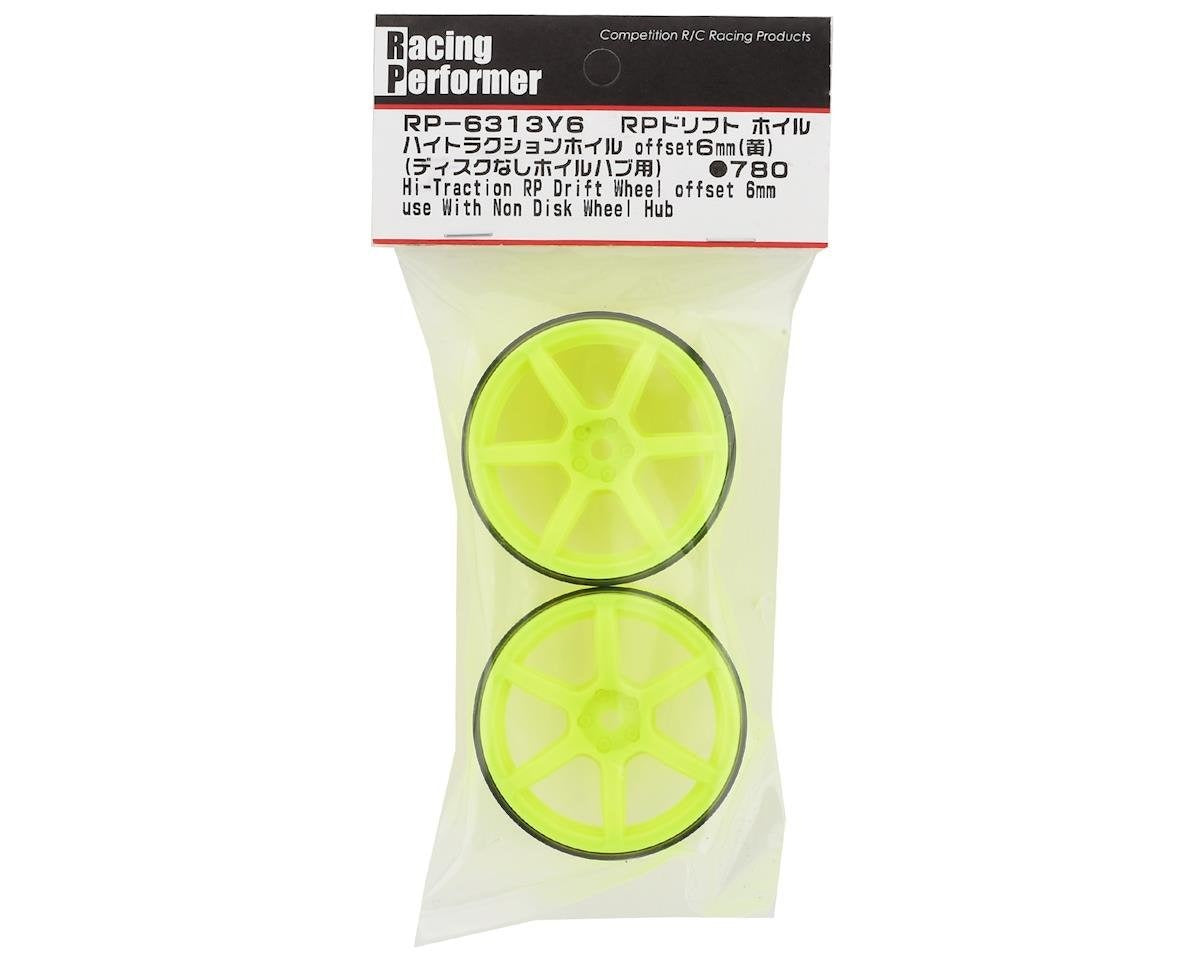 Racing Performer High Traction Yellow Wheels with 6mm Offset and 12mm Hex for RWD Drift (2) (YOKRP-6313Y6A)