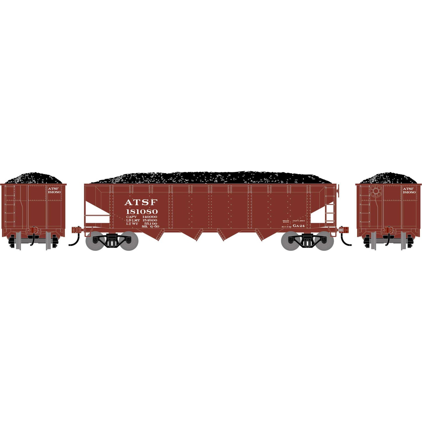HO ATH 40' 4-Bay Offset Hopper with Load ATSF #181080 (ATH-1569)
