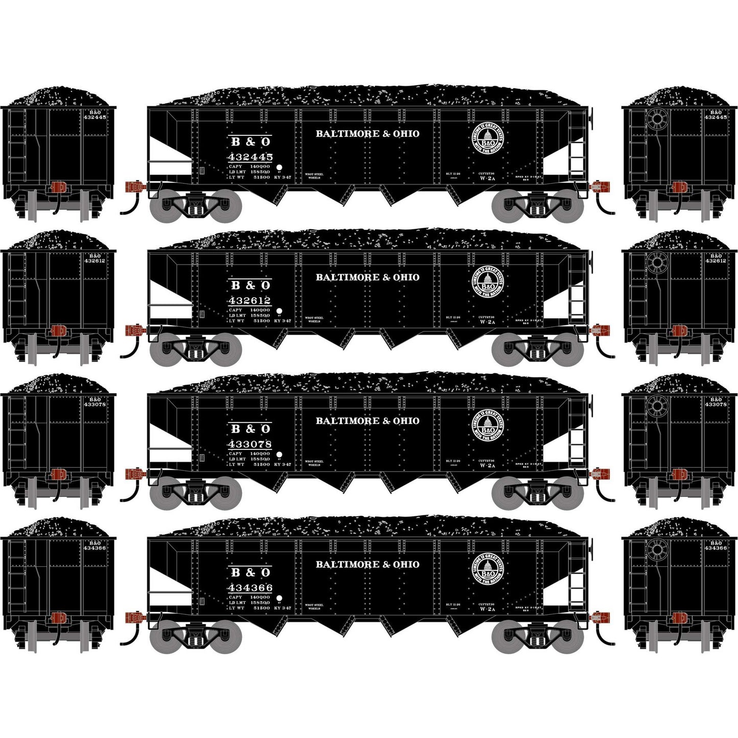 HO 40' 4-Bay Offset Hopper with Load Plastic Model (ATH-1574)