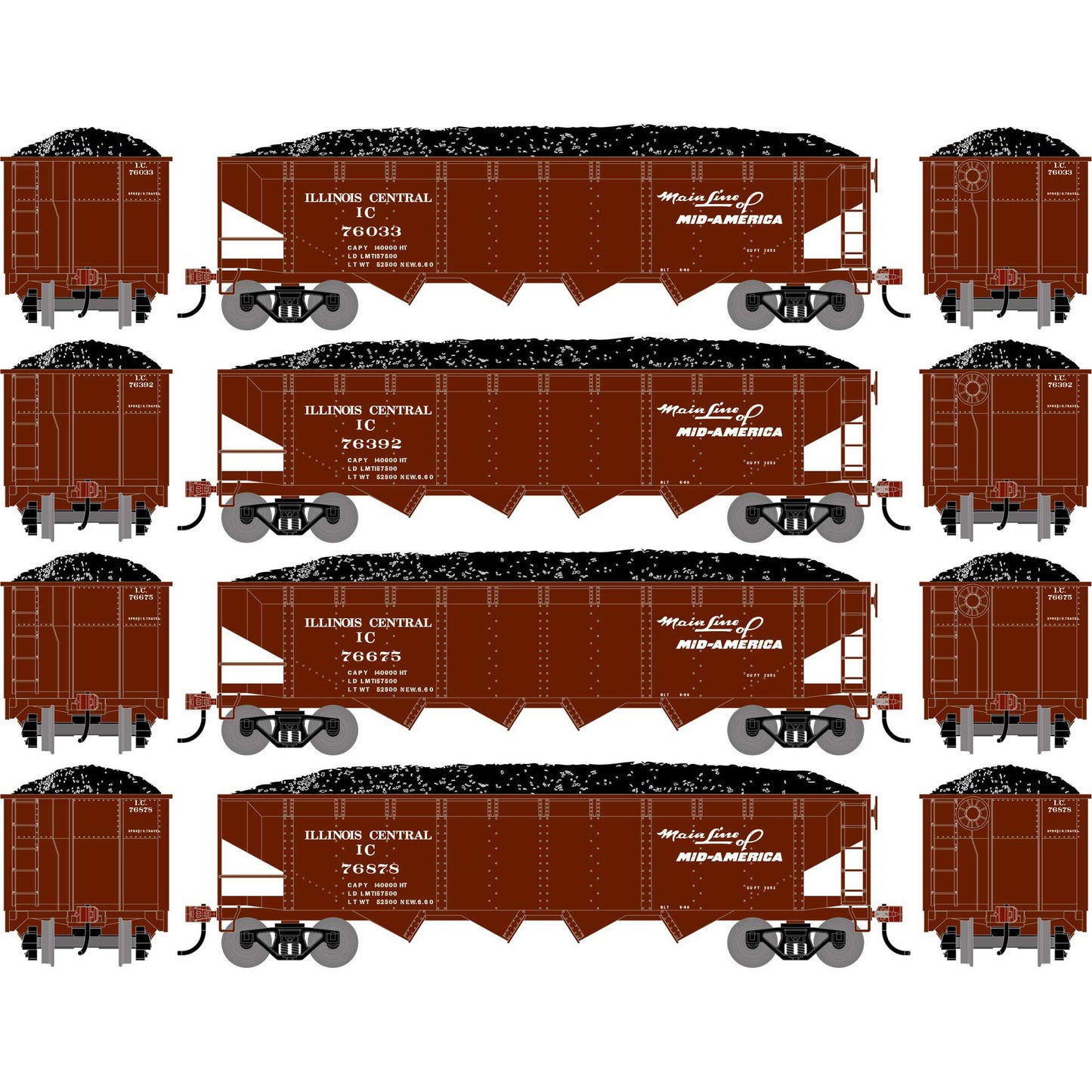HO ATH 40' 4-Bay Offset Hopper with Load (ATH-1583)