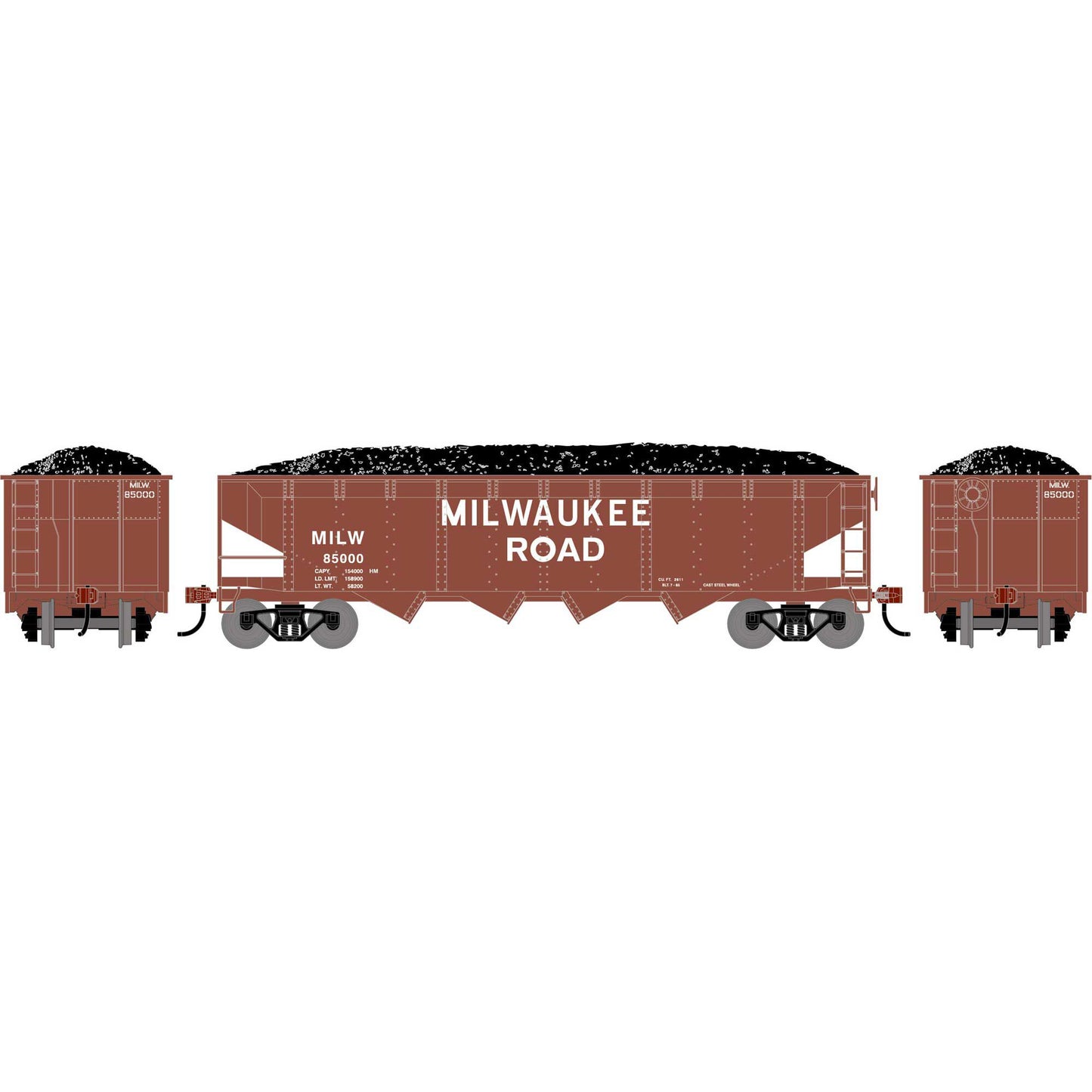 HO 40' 4-Bay Offset Hopper with Load MILW #85000 Plastic Model (ATH-1584)
