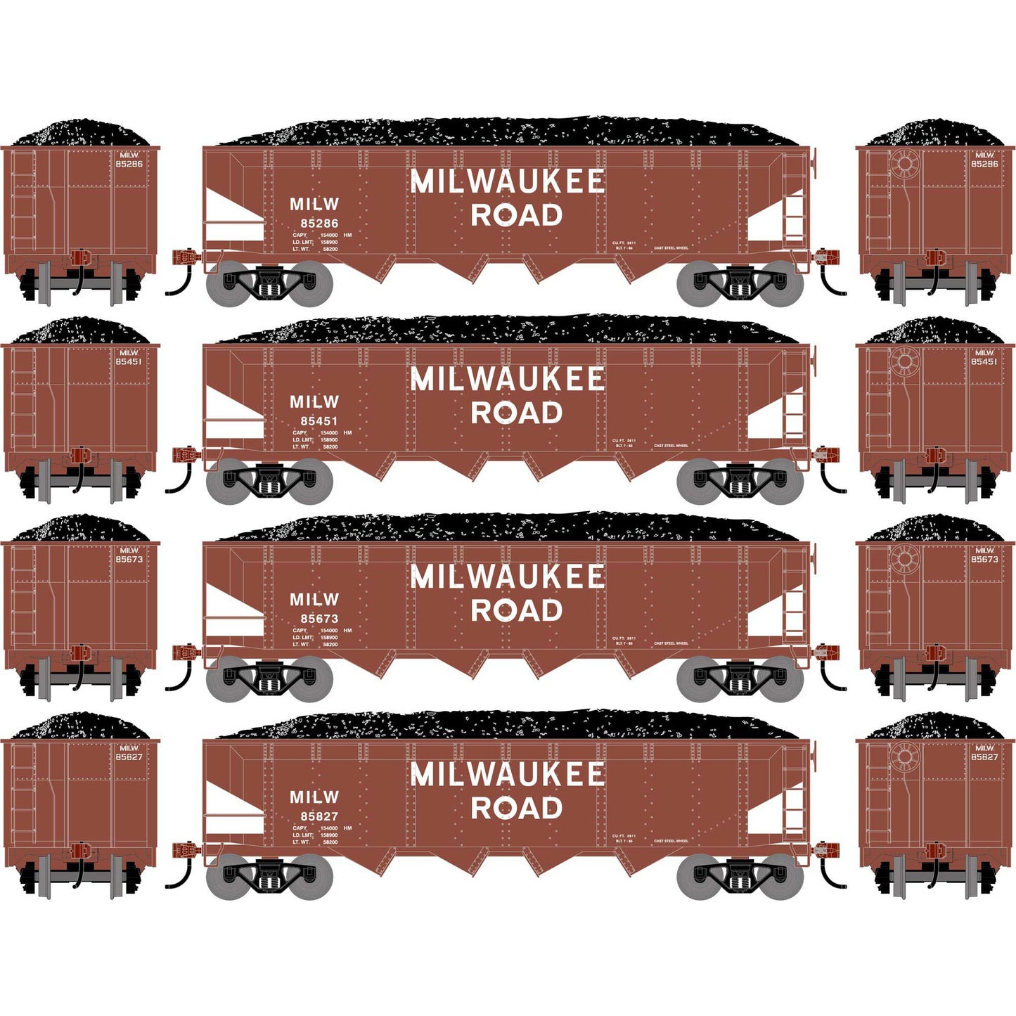 HO ATH 40' 4-Bay Offset Hopper with Load (ATH-1586)