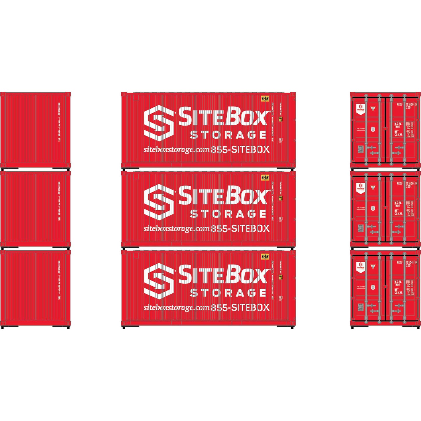 HO Scale 20' Corrugated Containers (Set of 3) (ATH-2228)