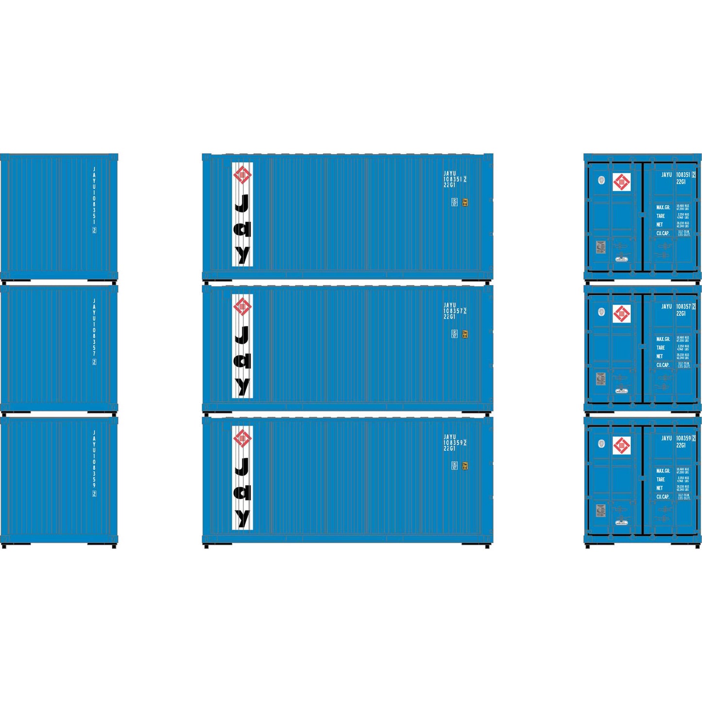 HO 20' Corrugated Shipping Containers for Athearn (ATH-2230)