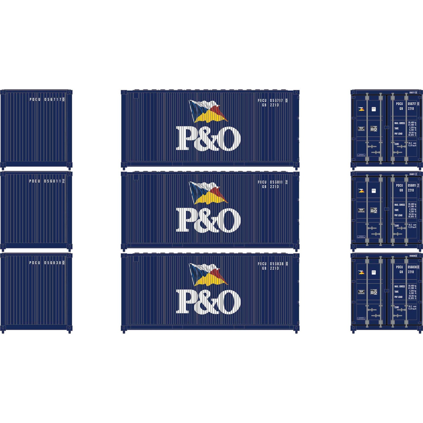N ATH 20' Corrugated Containers for N Scale (ATH-2232)