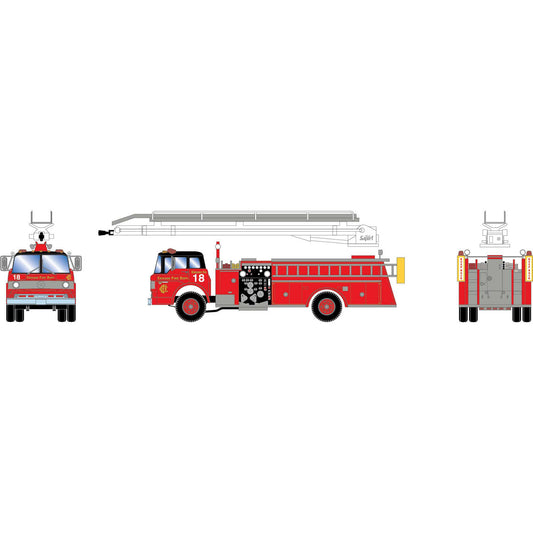 HO Scale Ford C Fire Truck TeleSqurt Chicago #18 (ATH-2265)